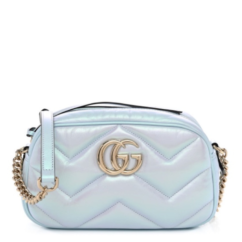 NEW! GUCCI•GG Iridescent Chevron Matelasse Quilted Camera Bag
